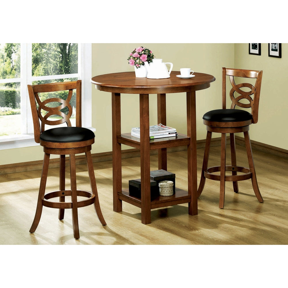 Set of Two 29 " Black And Brown Solid Wood Bar Chairs Image 2