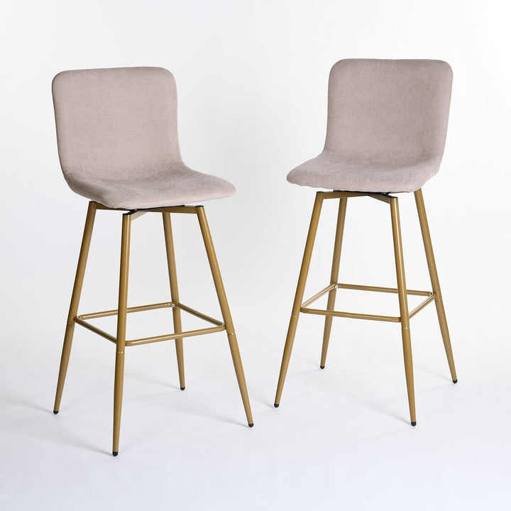 Set of Two 29" Aqua And Gold Steel Bar Height Bar Chairs Image 1