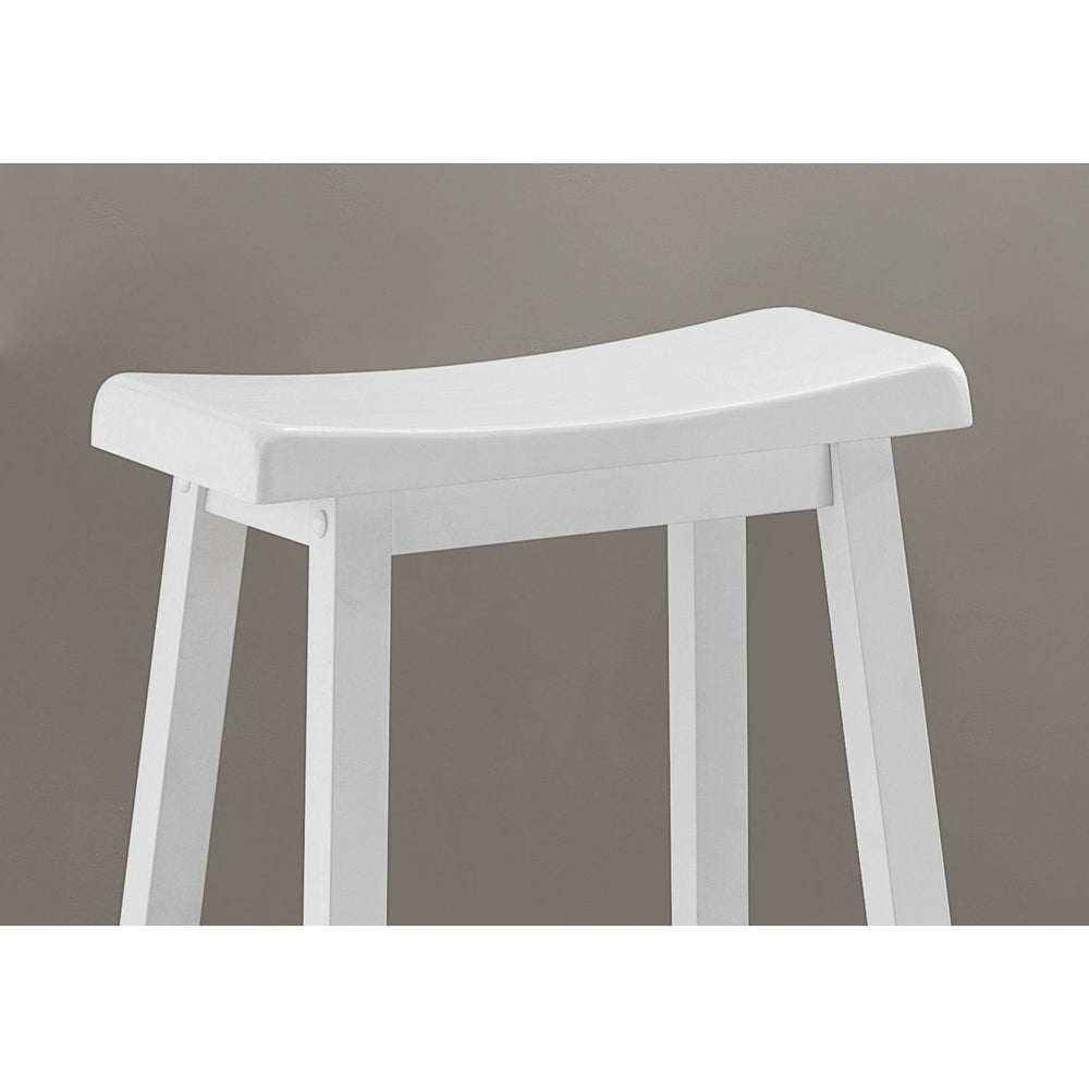Set of Two 29 " White Solid Wood Backless Bar Chairs Image 2