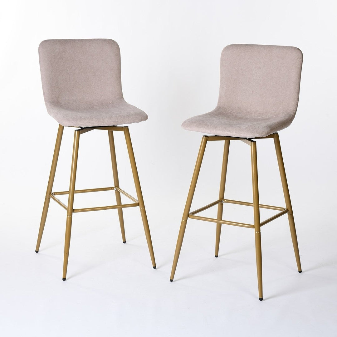 Set of Two 29" Aqua And Gold Steel Bar Height Bar Chairs Image 7