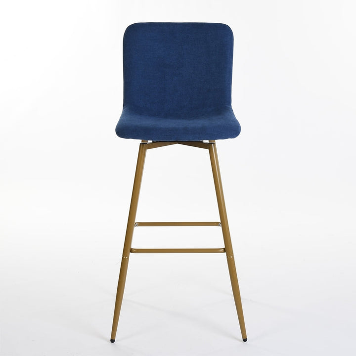 Set of Two 29" Dark Blue And Gold Steel Bar Height Bar Chairs Image 5