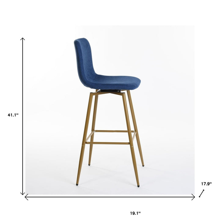 Set of Two 29" Dark Blue And Gold Steel Bar Height Bar Chairs Image 9