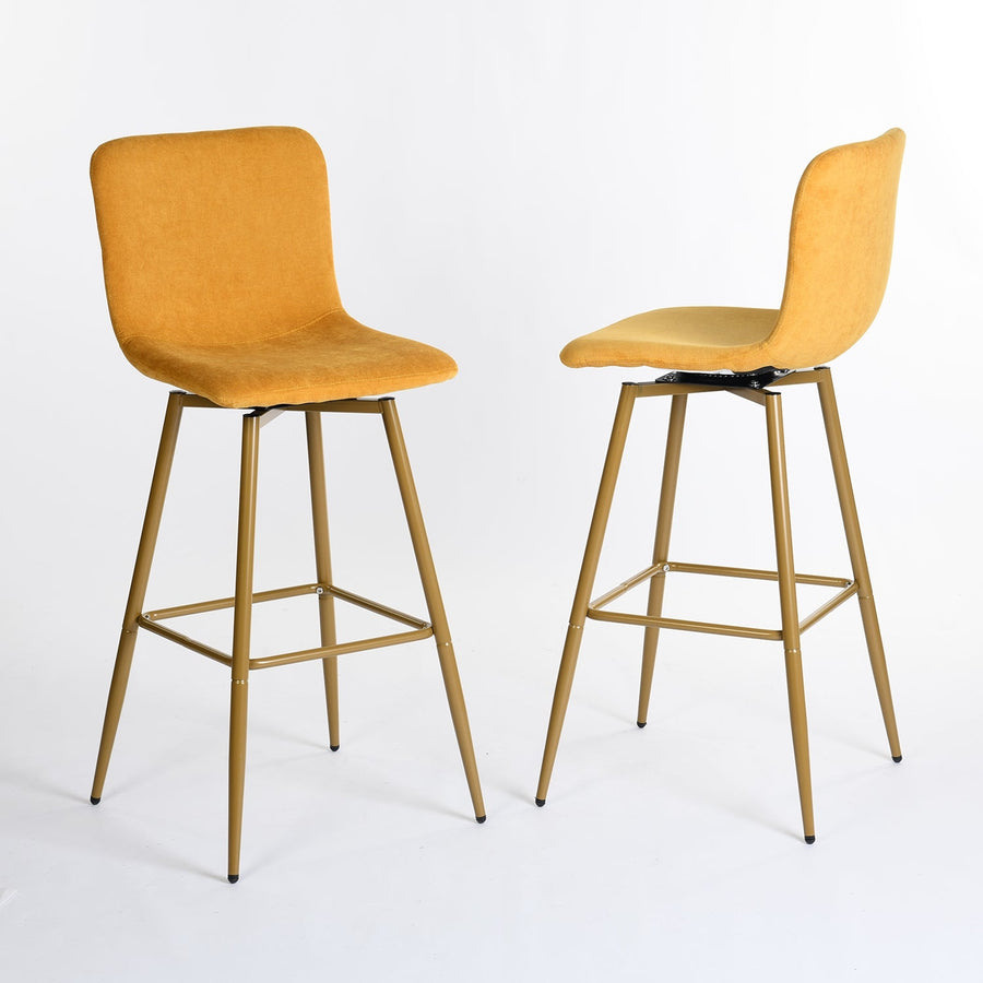 Set of Two 29" Mauve And Gold Steel Bar Height Bar Chairs Image 1