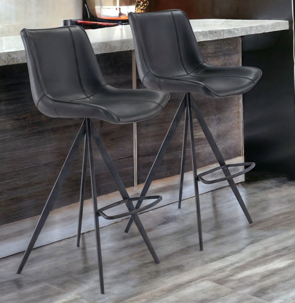 Set of Two 29" Steel Low Back Bar Height Bar Chairs Image 2