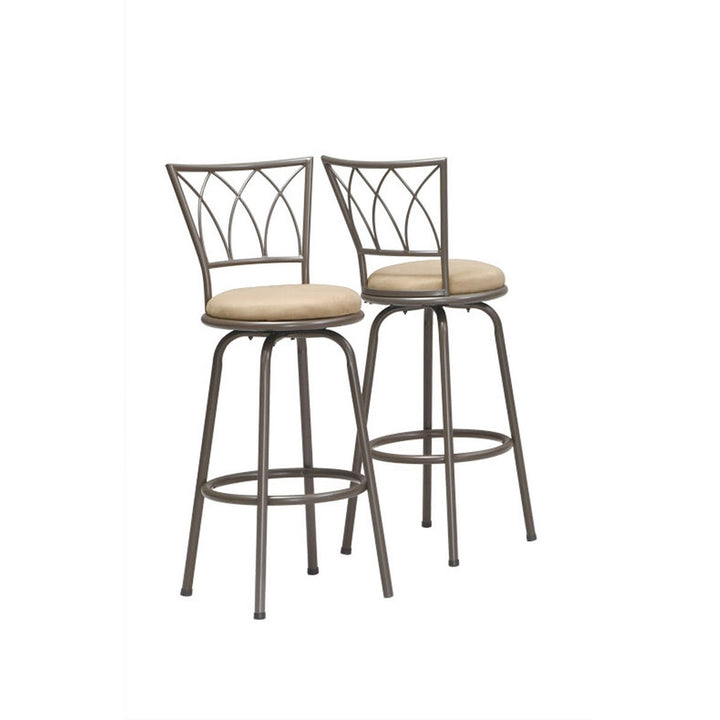 Set of Two 30 " Beige And Gray Metal Bar Chairs Image 1