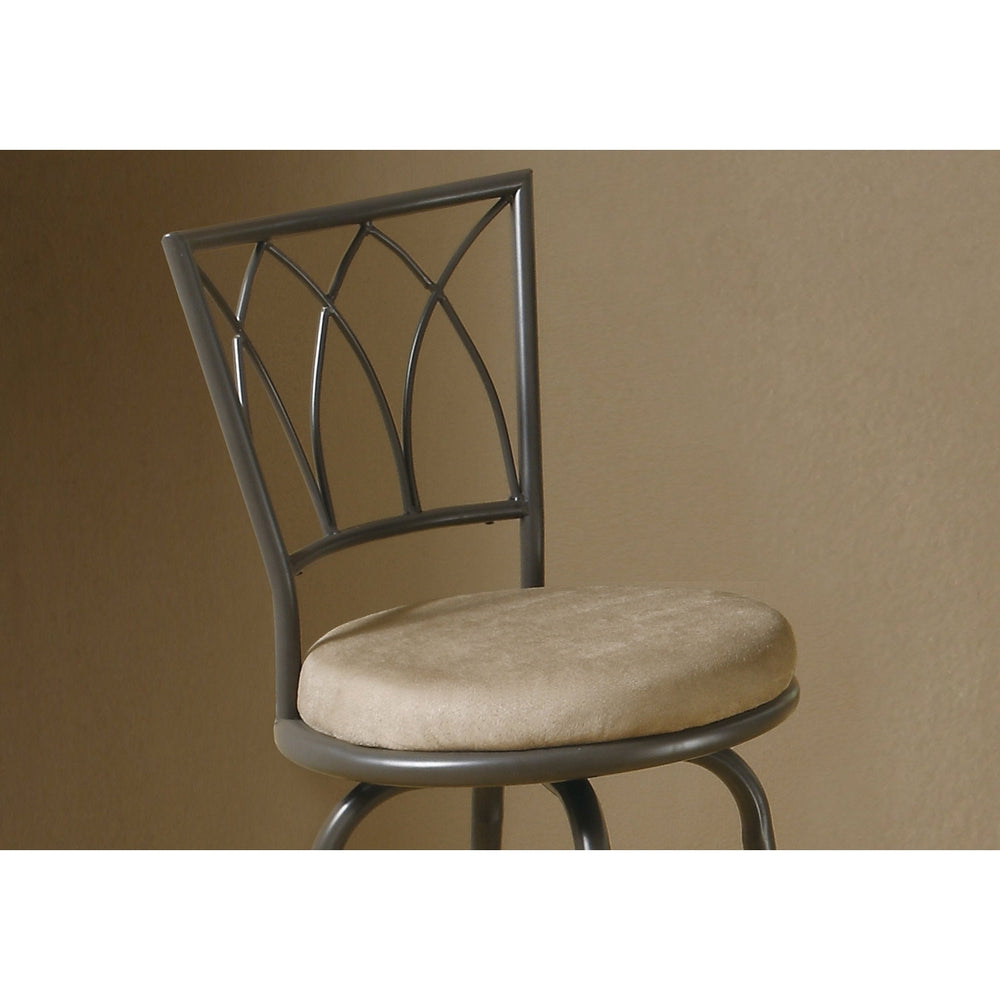 Set of Two 30 " Beige And Gray Metal Bar Chairs Image 2