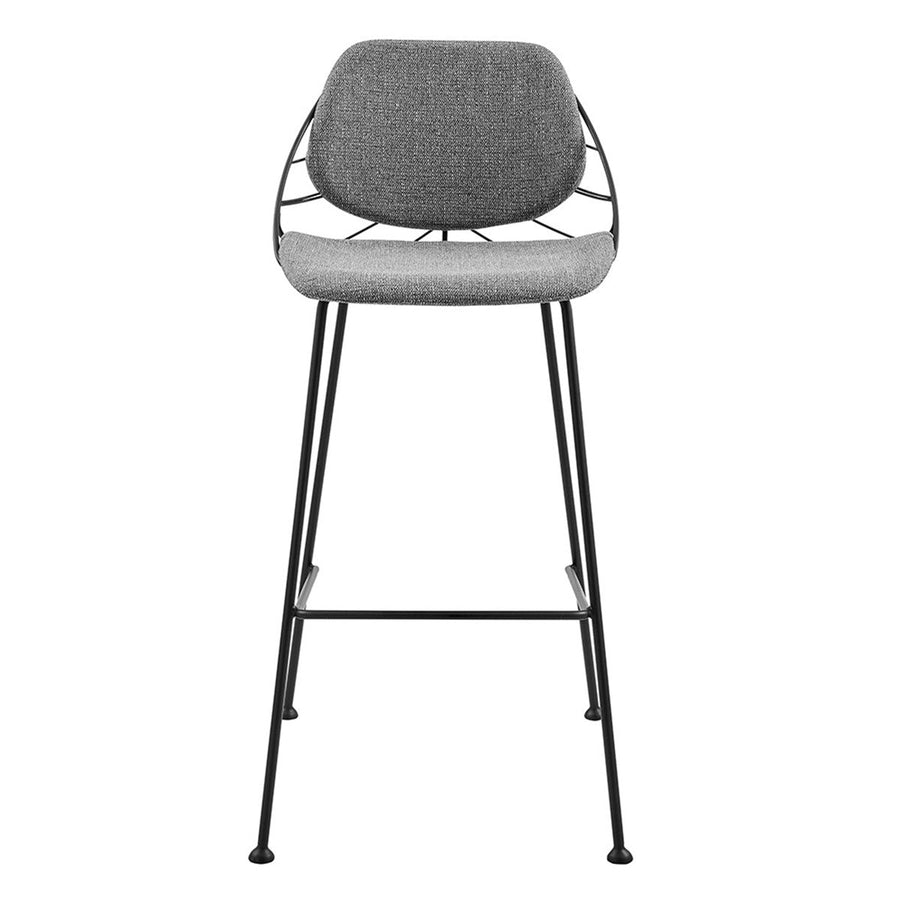 Set of Two 30" Light Gray And Black Steel Low Back Bar Height Bar Chairs Image 1