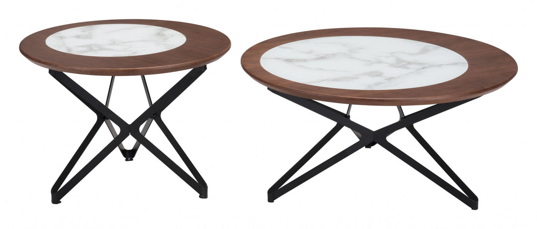 Set Of Two 32" Black Glass Round Bunching Coffee Tables Image 2