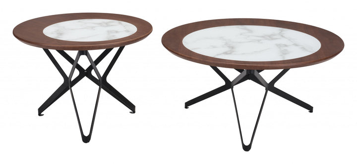 Set Of Two 32" Black Glass Round Bunching Coffee Tables Image 3