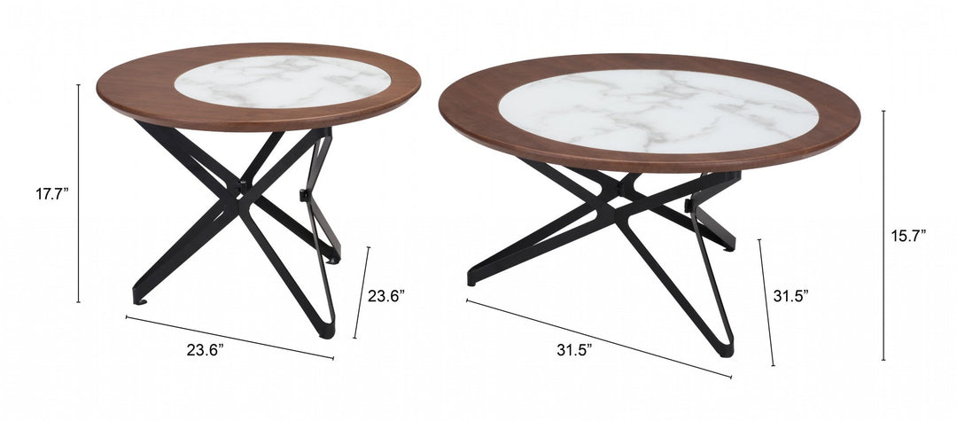 Set Of Two 32" Black Glass Round Bunching Coffee Tables Image 9