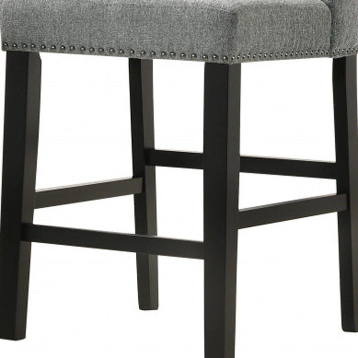 Set of Two 42" Charcoal And Espresso Solid Wood Bar Chairs Image 3