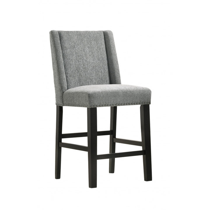 Set of Two 42" Charcoal And Espresso Solid Wood Bar Chairs Image 6