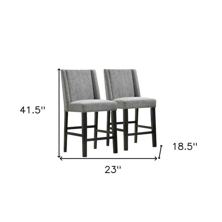 Set of Two 42" Charcoal And Espresso Solid Wood Bar Chairs Image 8