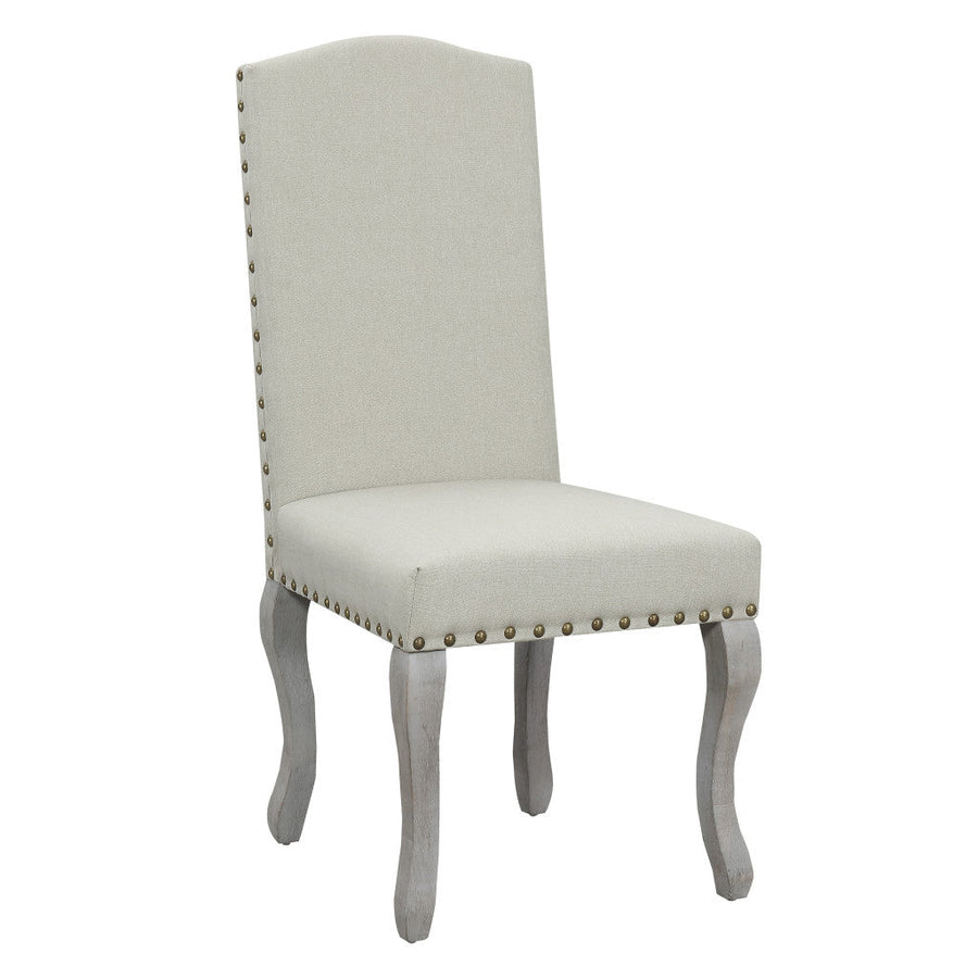 Set of Two Beige And Gray Upholstered Fabric Dining Parsons Chairs Image 1