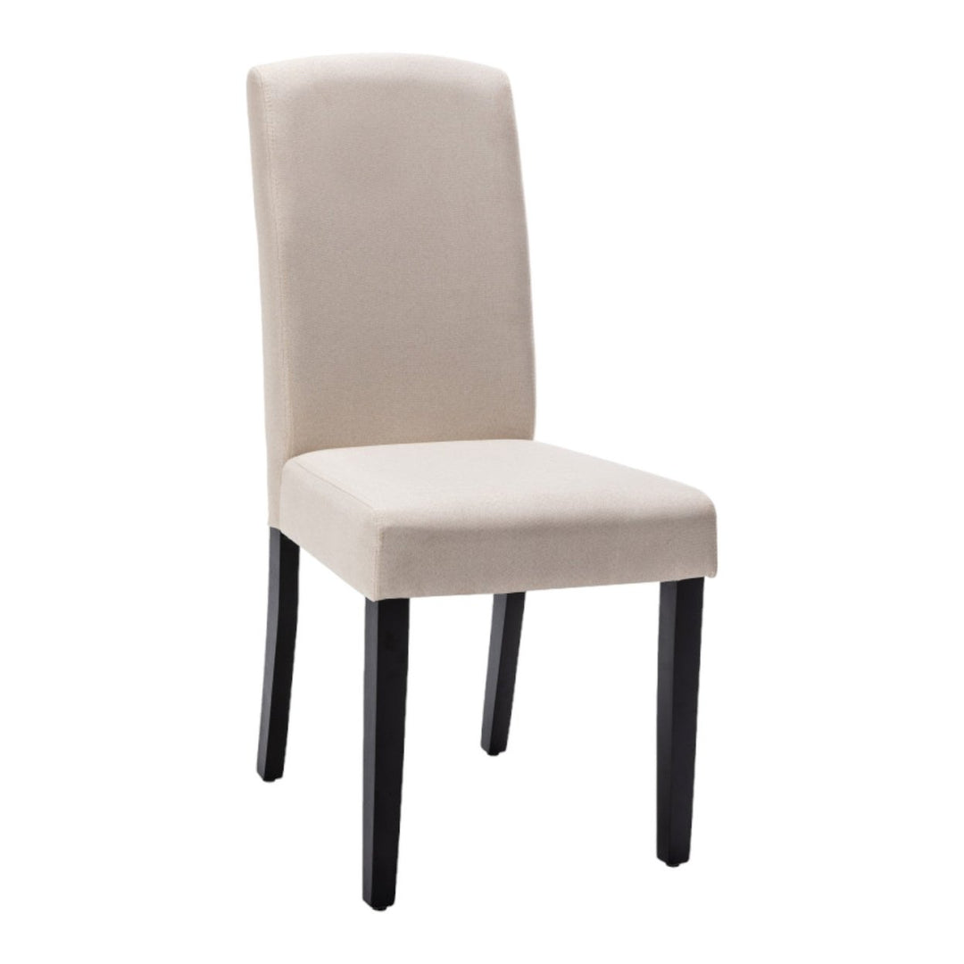 Set of Two Beige And Black Upholstered Polyester Dining Parsons Chairs Image 3