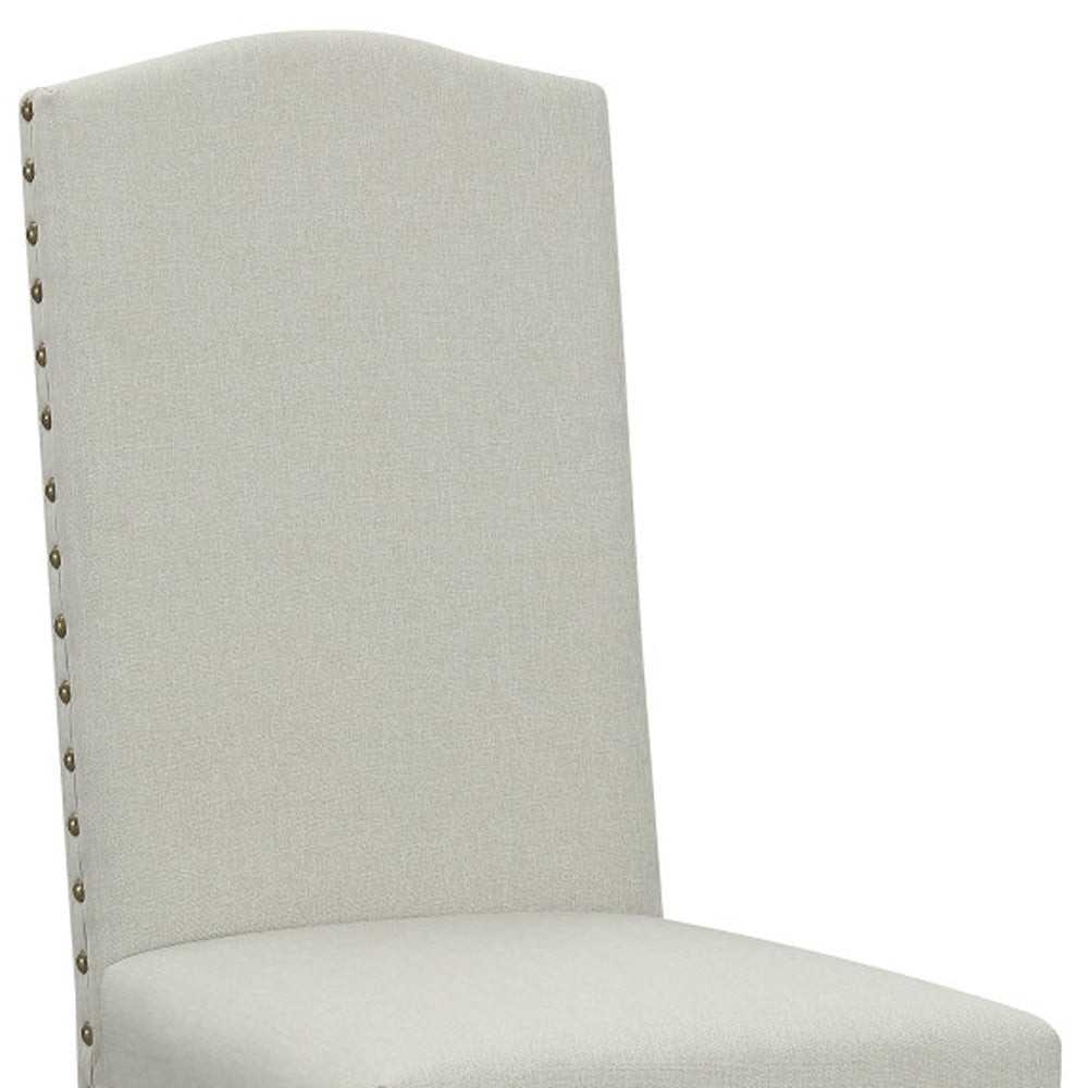 Set of Two Beige And Gray Upholstered Fabric Dining Parsons Chairs Image 2
