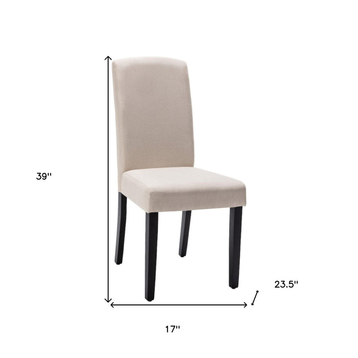 Set of Two Beige And Black Upholstered Polyester Dining Parsons Chairs Image 5