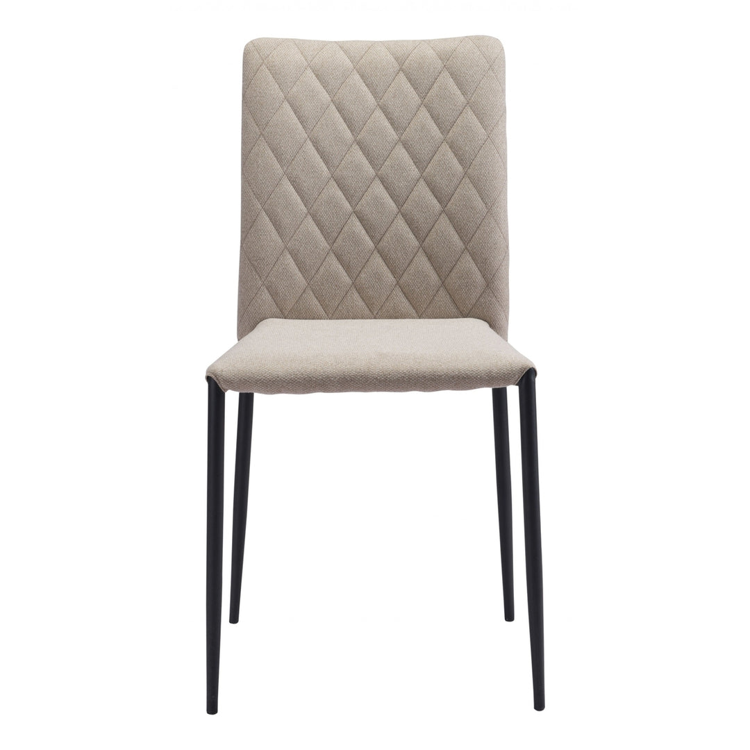 Set of Two Beige Diamond Weave Dining Chairs Image 4