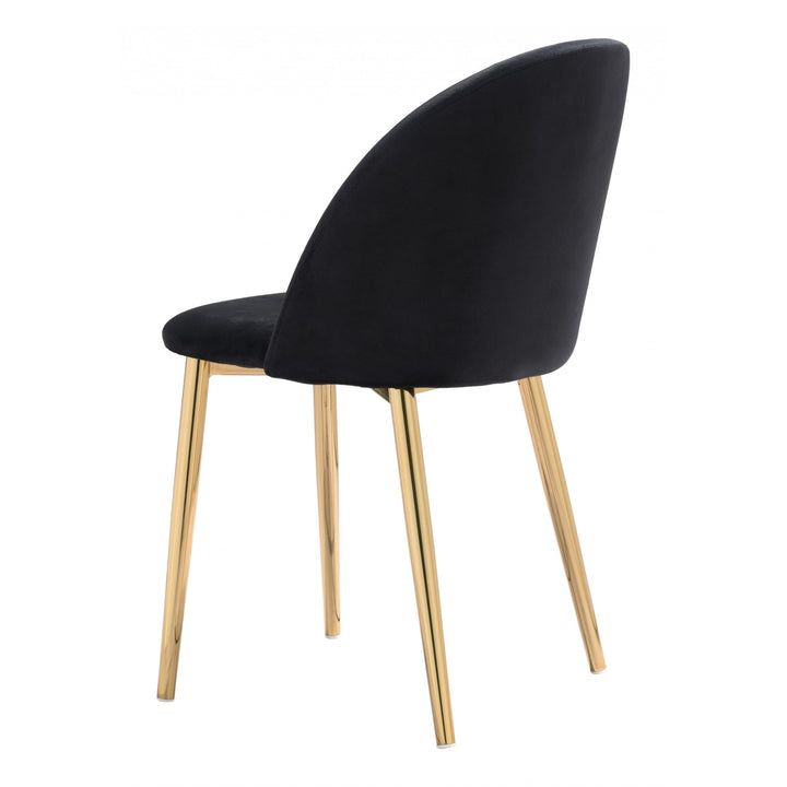 Set of Two Black And Gold Upholstered Polyester Dining Side chairs Image 6