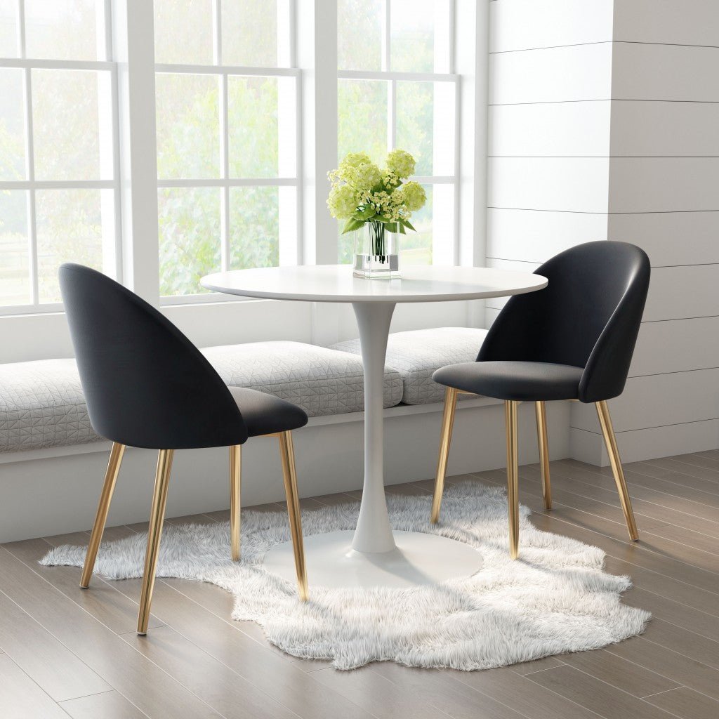 Set of Two Black And Gold Upholstered Polyester Dining Side chairs Image 8