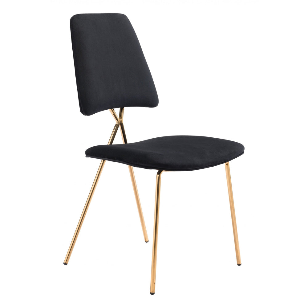 Set of Two Black and Gold Modern X Dining Chairs Image 2