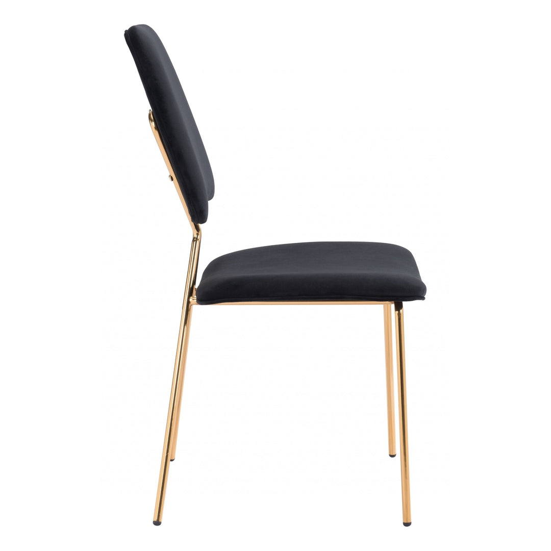 Set of Two Black and Gold Modern X Dining Chairs Image 3
