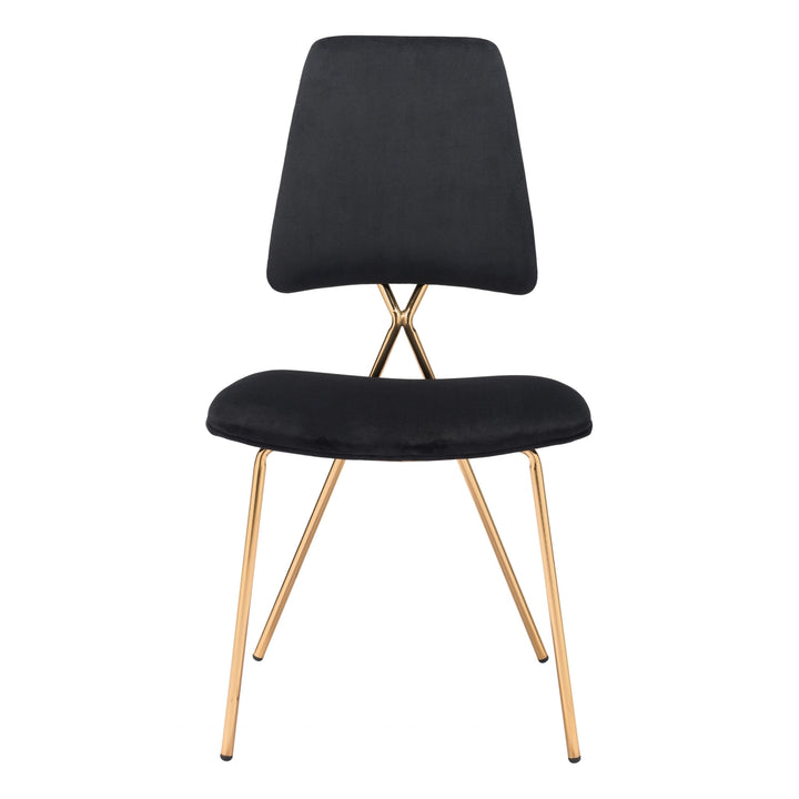 Set of Two Black and Gold Modern X Dining Chairs Image 4