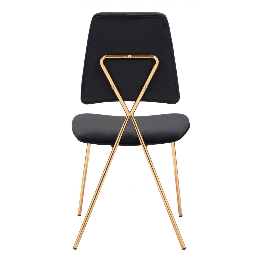 Set of Two Black and Gold Modern X Dining Chairs Image 5