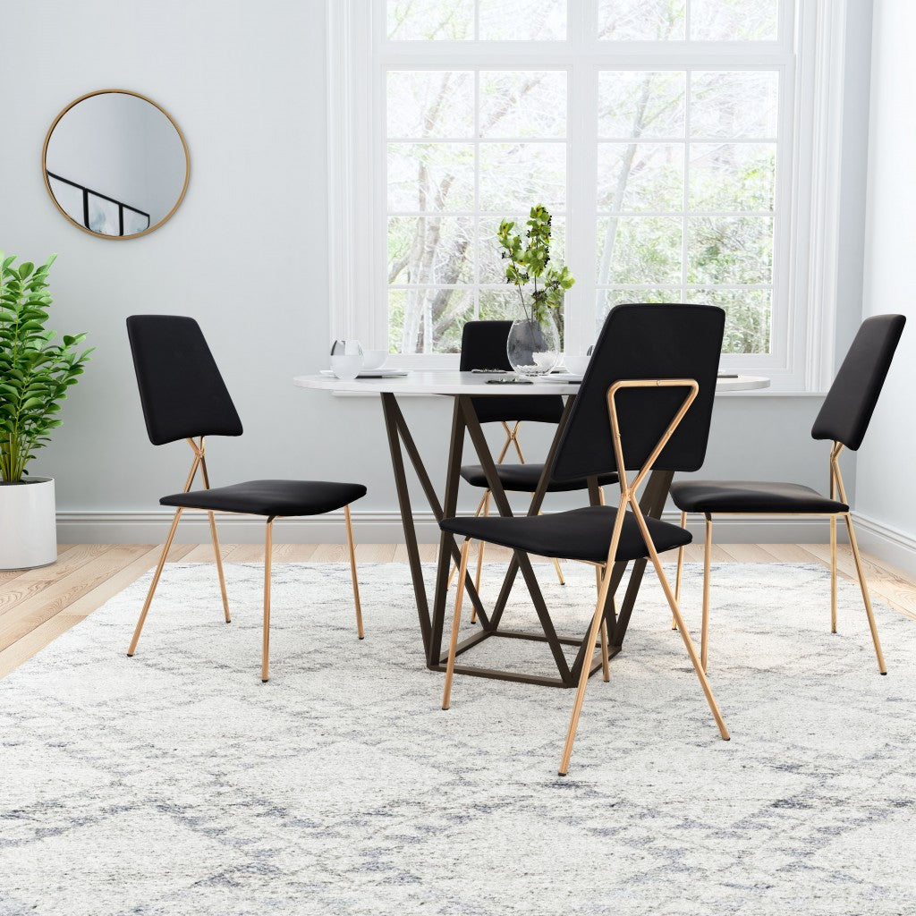 Set of Two Black and Gold Modern X Dining Chairs Image 6