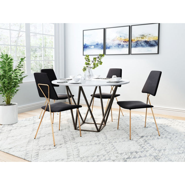 Set of Two Black and Gold Modern X Dining Chairs Image 7