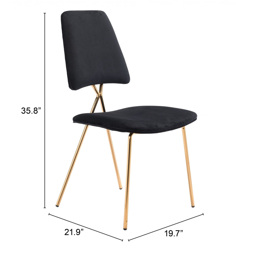 Set of Two Black and Gold Modern X Dining Chairs Image 8