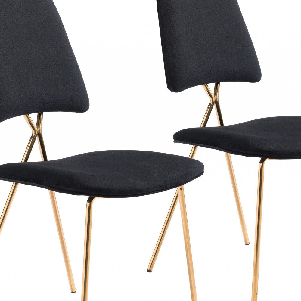 Set of Two Black and Gold Modern X Dining Chairs Image 10