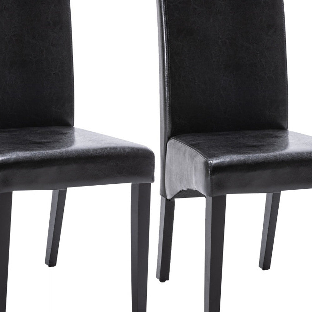 Set of Two Black Upholstered Faux Leather Dining Parsons Chairs Image 2