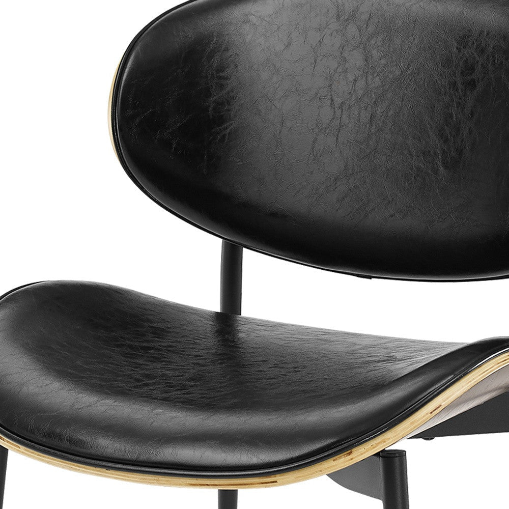 Set of Two Black Upholstered Faux Leather Curved Back Dining Side Chairs Image 5