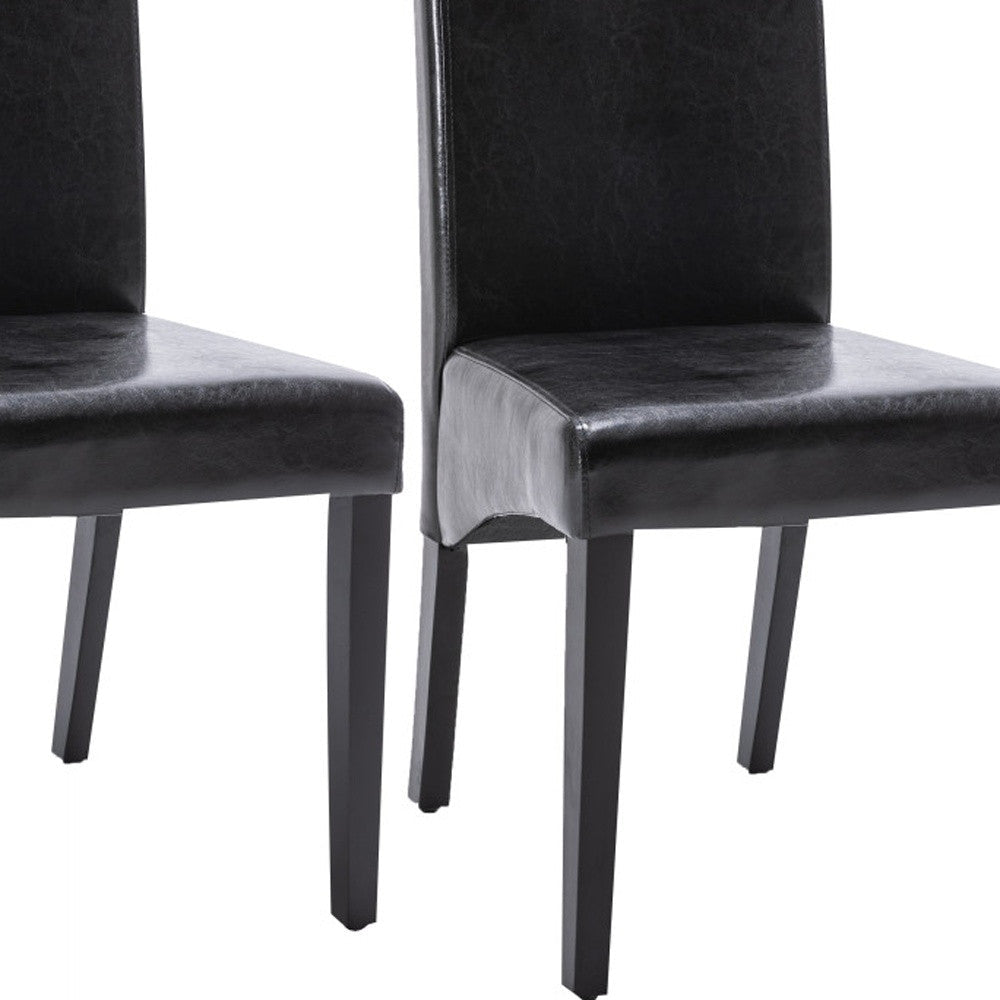 Set of Two Black Upholstered Faux Leather Dining Parsons Chairs Image 6