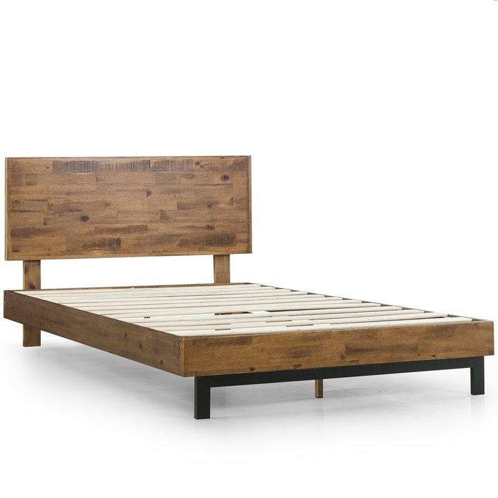 Rustic FarmHome Low Profile Pine Slatted Platform Bed in King Image 2