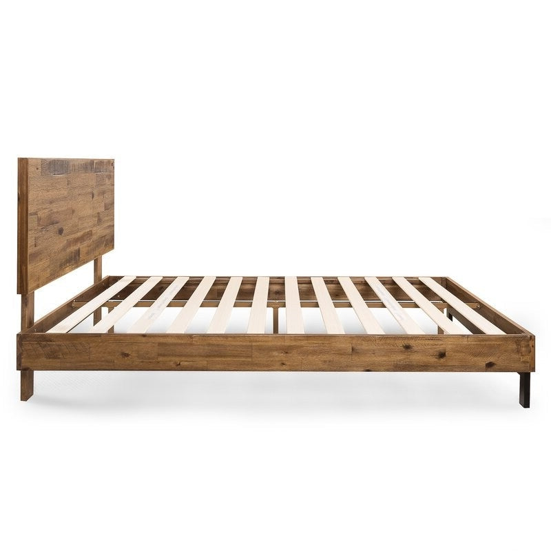 Rustic FarmHome Low Profile Pine Slatted Platform Bed in King Image 3