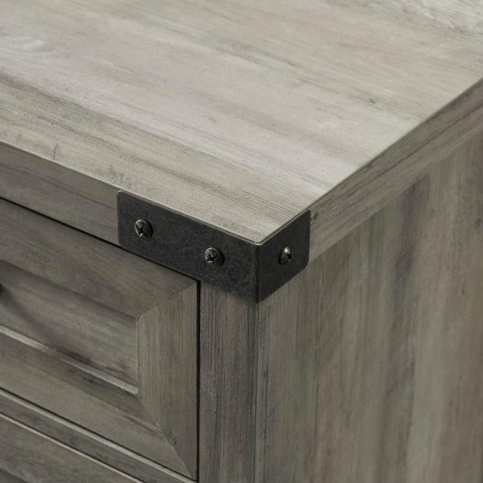 Rustic Farmhouse Barn Door Accent Storage Cabinet Grey Wash Image 2