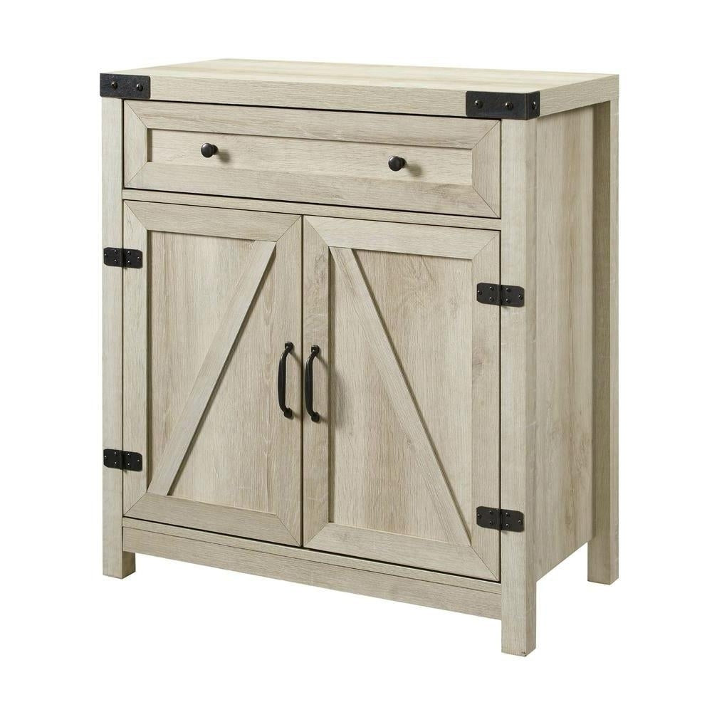 Rustic Farmhouse Barn Door Accent Storage Cabinet White Oak Image 1