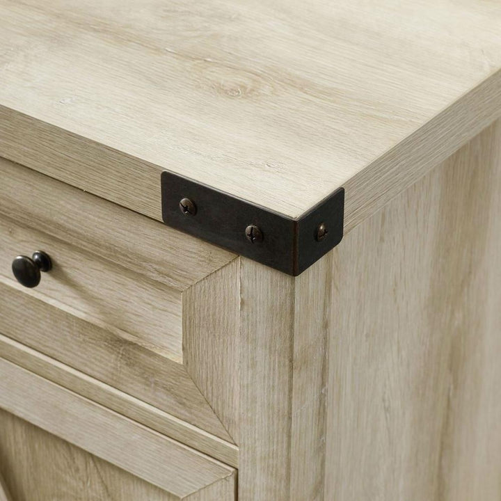 Rustic Farmhouse Barn Door Accent Storage Cabinet White Oak Image 3