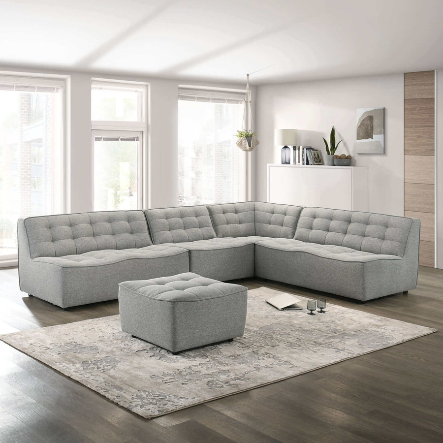 Selen Light Grey Linen Corner Sectional Sofa Image 1