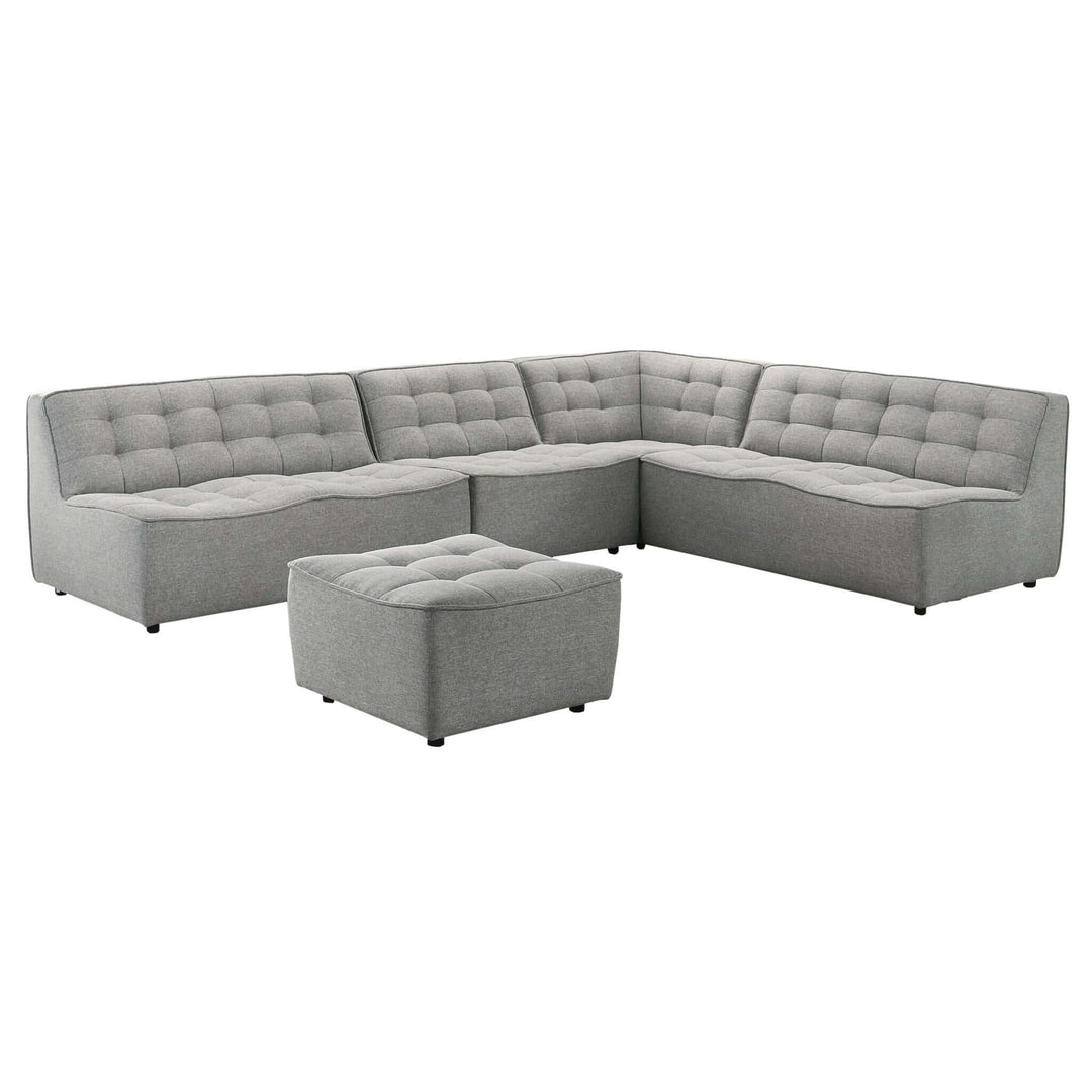 Selen Light Grey Linen Corner Sectional Sofa Image 2