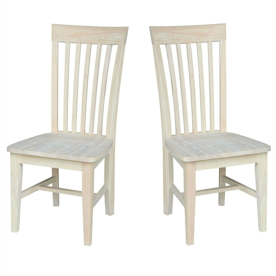 Set of 2 - Mission Style Unfinished Wood Dining Chair with High Back Image 1