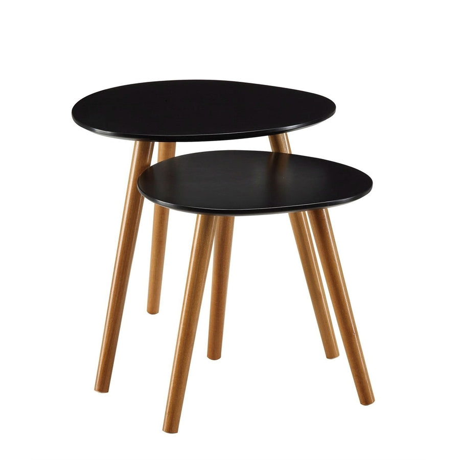 Set of 2 - Modern Mid-Century Style Nesting Tables End Table in Black Image 1