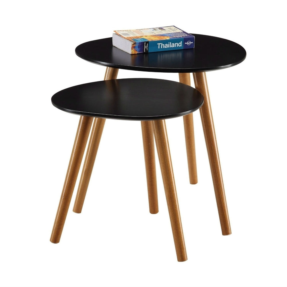 Set of 2 - Modern Mid-Century Style Nesting Tables End Table in Black Image 2