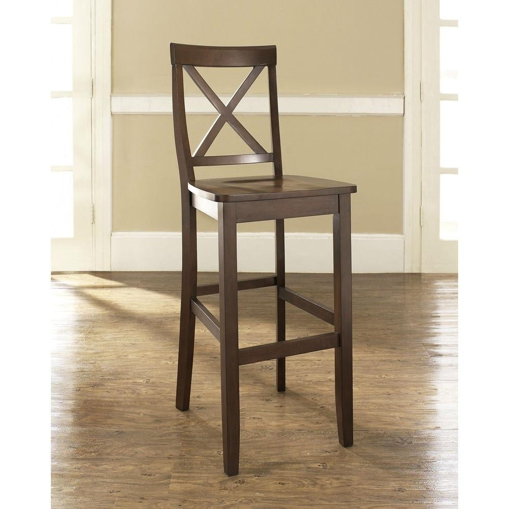 Set of 2 - X-Back 30-inch Solid Wood Barstool in Mahogany Finish Image 1