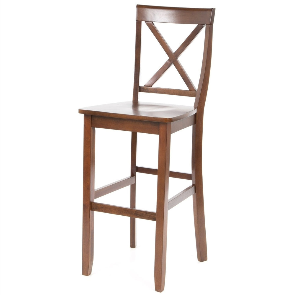 Set of 2 - X-Back 30-inch Solid Wood Barstool in Mahogany Finish Image 2