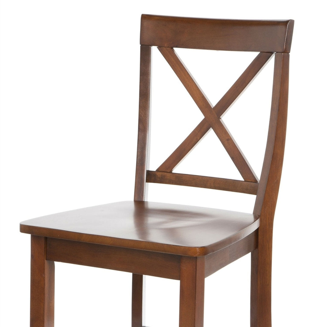 Set of 2 - X-Back 30-inch Solid Wood Barstool in Mahogany Finish Image 3