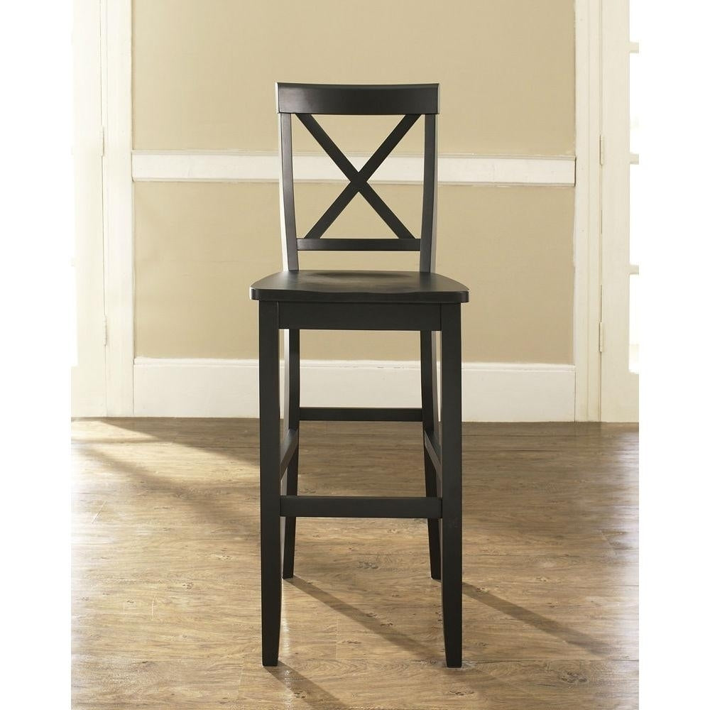 Set of 2 - X-Back Solid Wood 30-inch Barstools in Black Finish Image 1