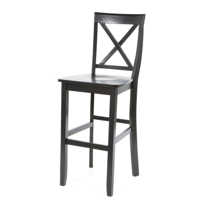 Set of 2 - X-Back Solid Wood 30-inch Barstools in Black Finish Image 2